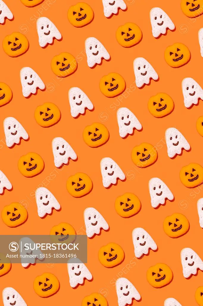 Pattern of Halloween themed cookies