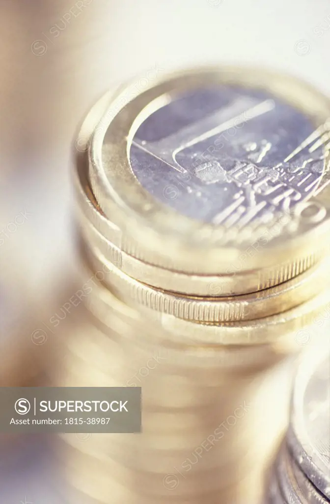 Stack of Euro coins, close-up