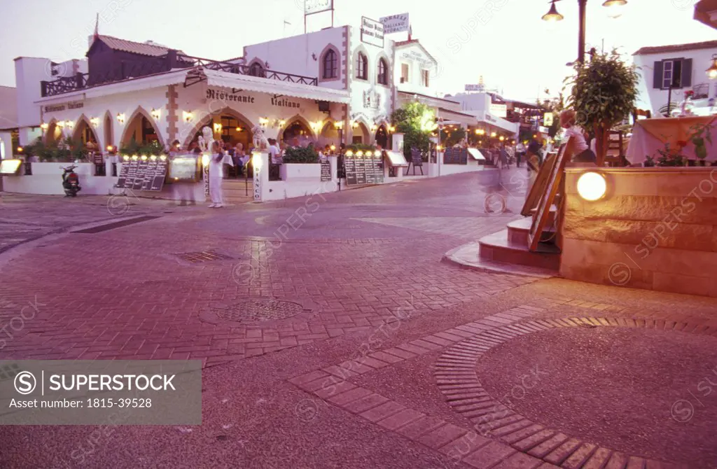 Agia Napa, centre with restaurants at night, Province Larnaka, South Cyprus