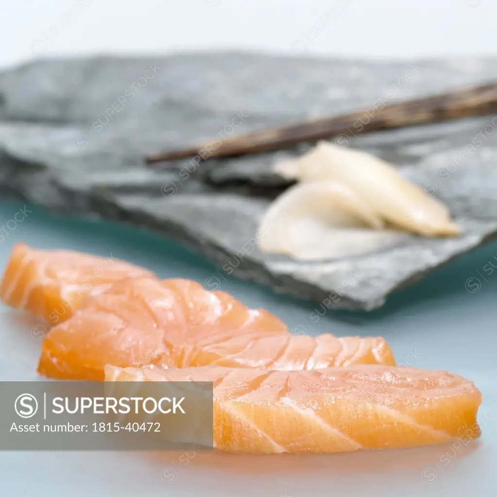 Salmon sashimi, close-up