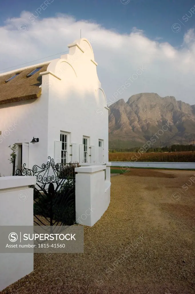 South Africa, Franschhoek, Klein Genot Wine Estate, guesthouse, wrought iron gate