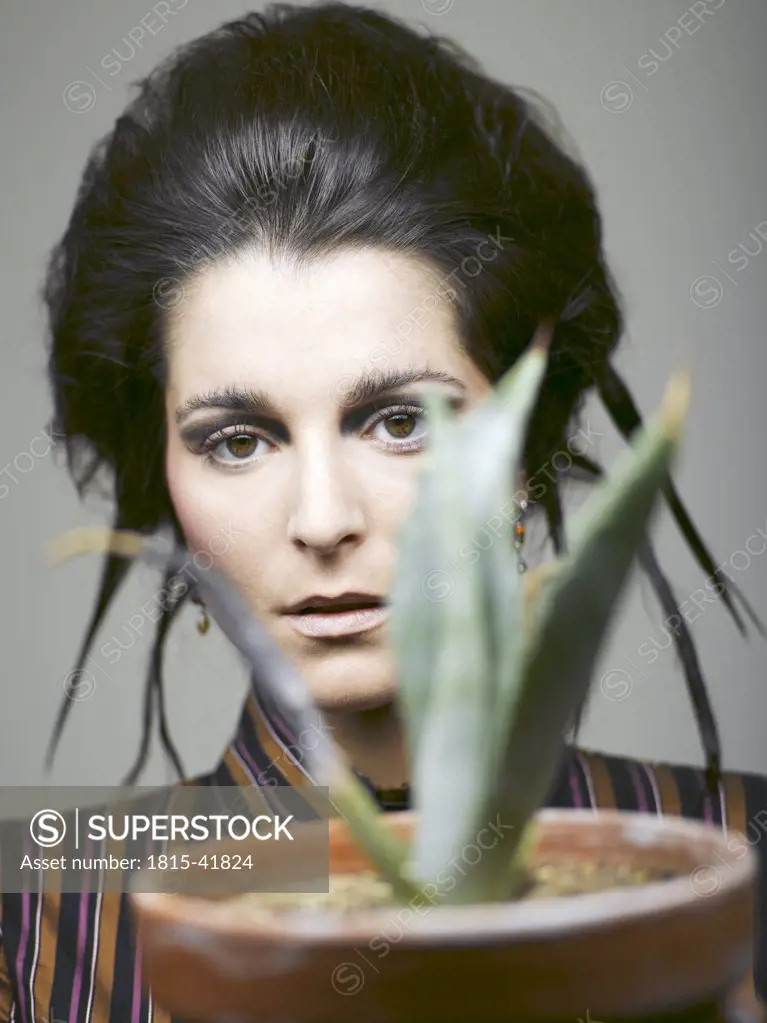 Woman with agave, portrait