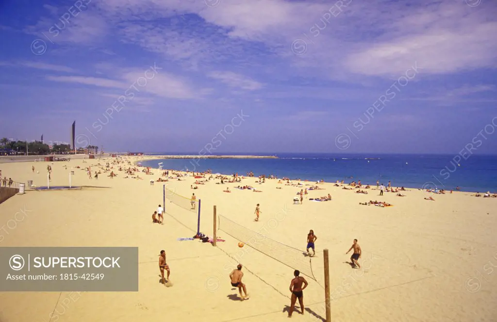 beachvolley ball, beach of barcelona, catalonia, spain