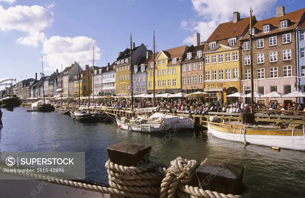 Denmark, Copenhagen, restaurants at Nyhavn
