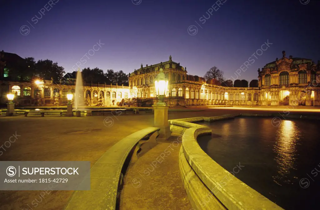 Germany, Dresdner, Zwinger at night