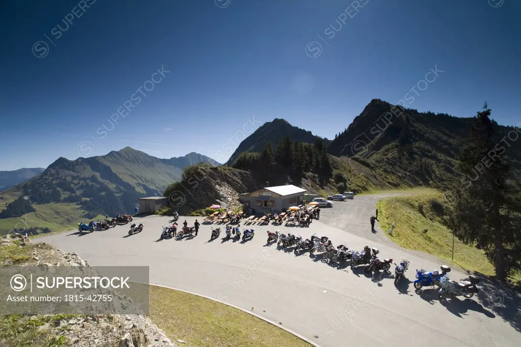 Austria, Voralberg, motorbikes in a row