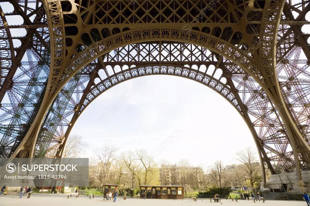 France, Paris, Eiffel Tower, view from below