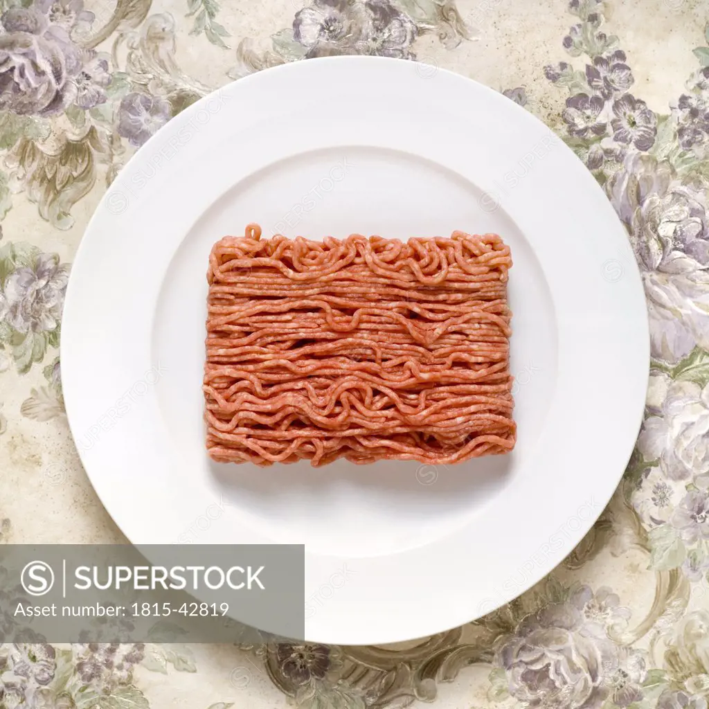 Raw ground meat, elevated view