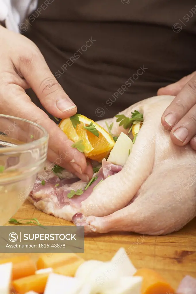 Stuffing the duck, close-up