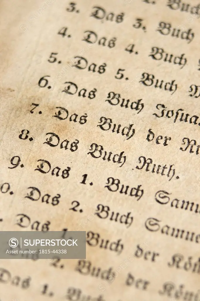 Close-up of text in the Bible