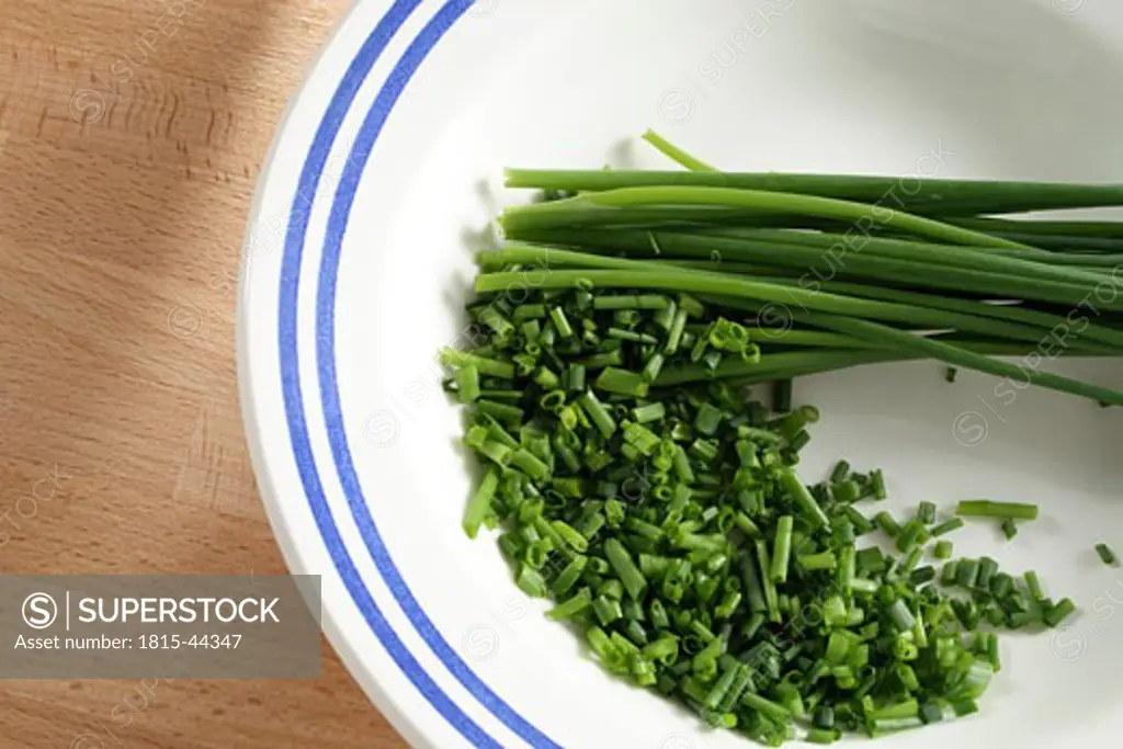 Chives on Plate, close-up