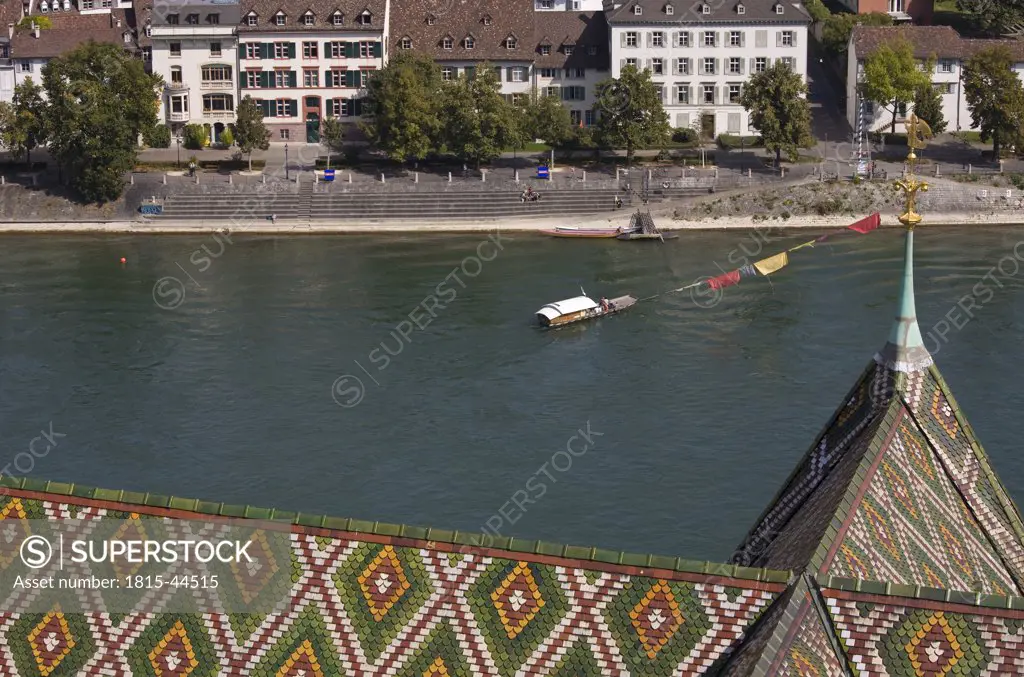Switzerland, Basel, klingentalfähre crossing Rhine river