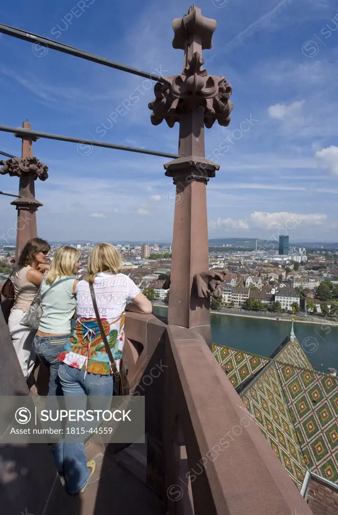 Switzerland, Basel, Münster, Viewing platform, three women