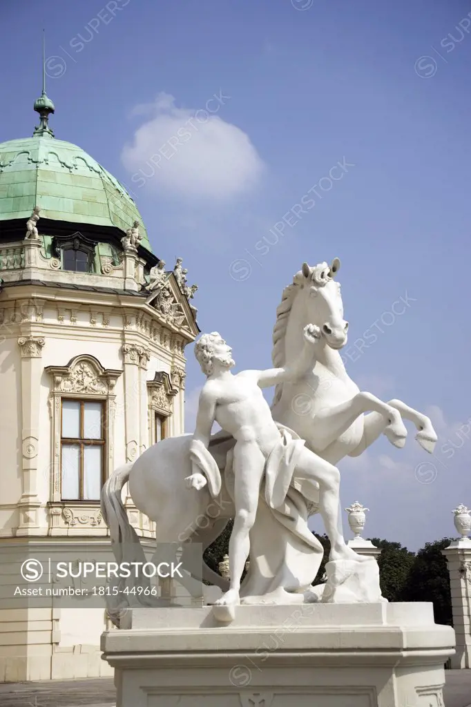 Austria, Vienna, Belvedere Castle, Sculpture with horse