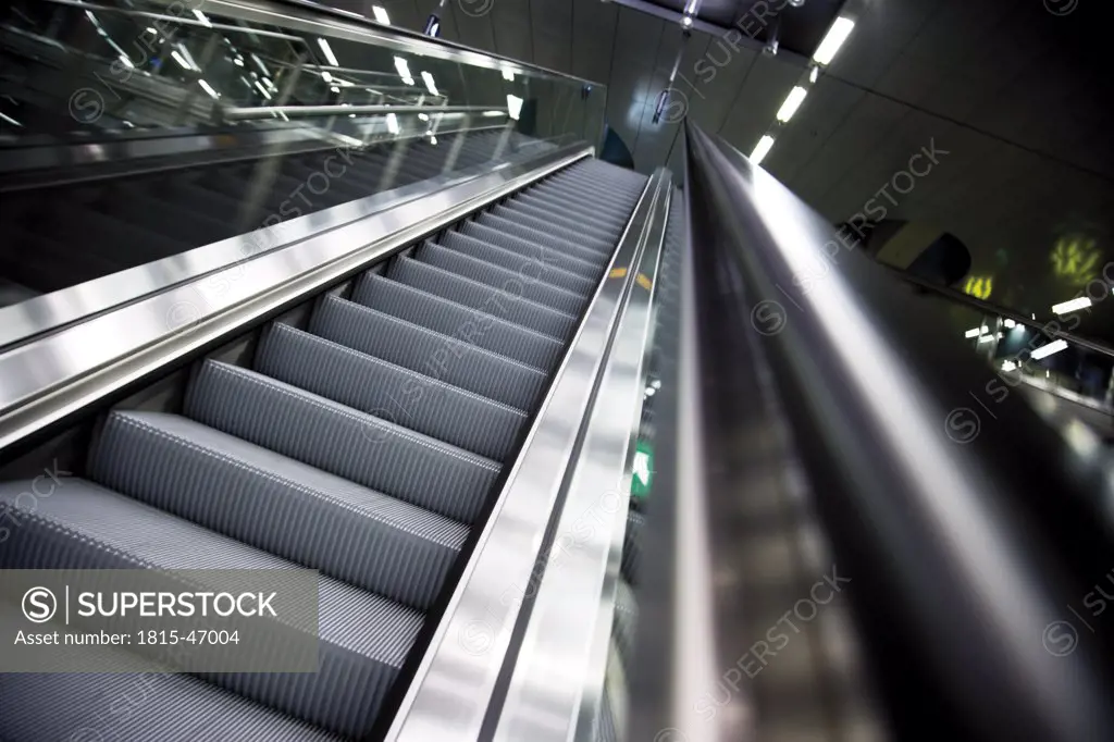 Germany, Berlin, Central Station, Escalator, Low angle view