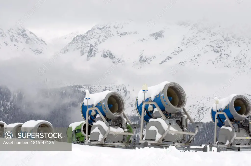 Switzerland, Graubünden, Arosa, Snow machines