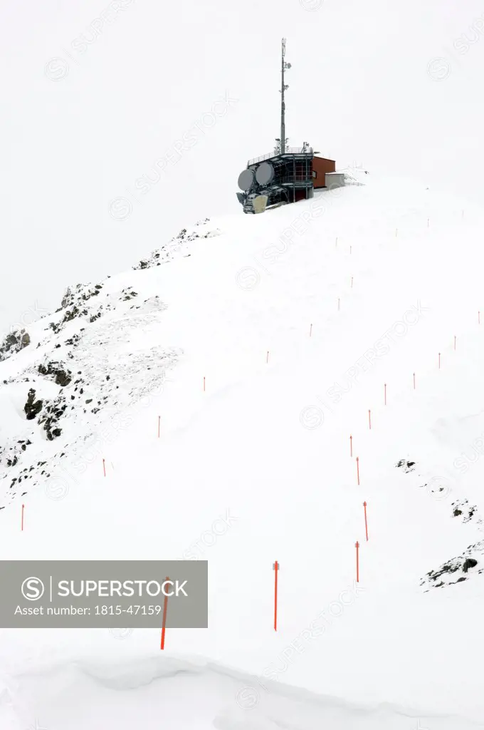 Switzerland, Arosa, Skiing region, Ski slope and antenna