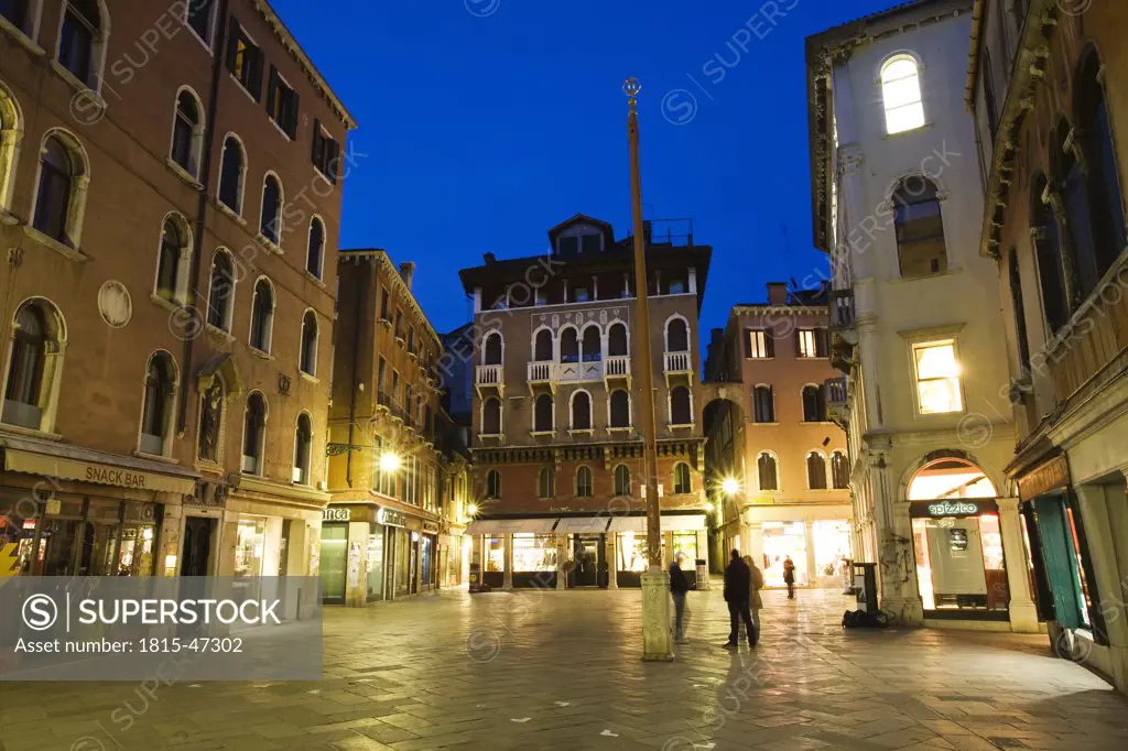 Italy, Venice, St. Luca Square at night