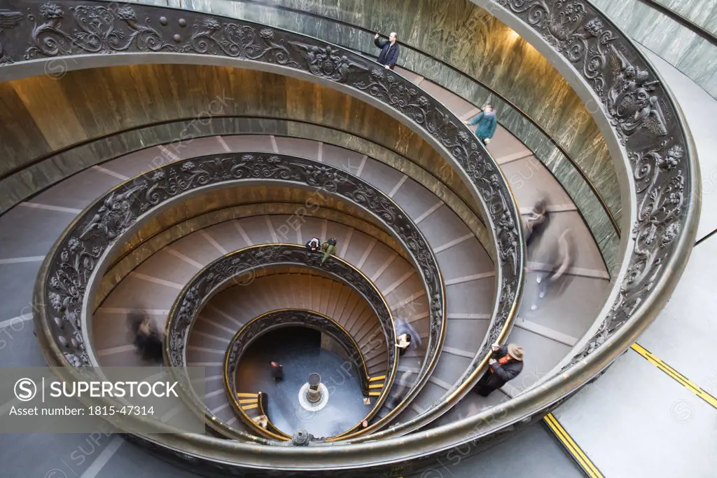 Italy, Rome, Vatican, Museo Vaticano, Staircase, elevated view