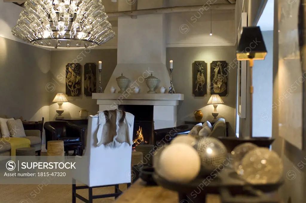 South Africa, Grande Provence, Franschhoek, feature fireplace