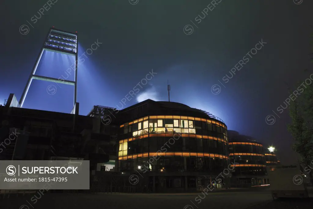Germany, Bremen, Weser-Stadion at night
