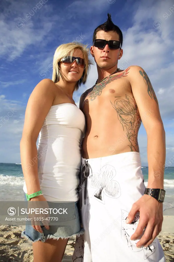 Dominican Republic, Young couple on beach