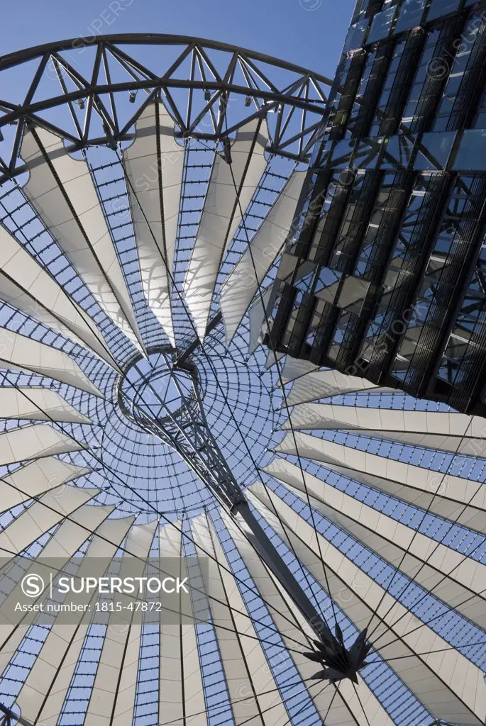 Germany, Berlin, Sony Center, Roof construction, low angle view