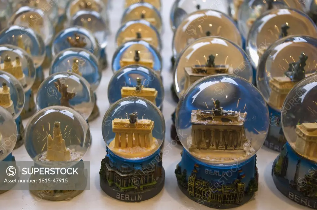 Germany, Berlin, Assortment of souvenirs, Snow globes