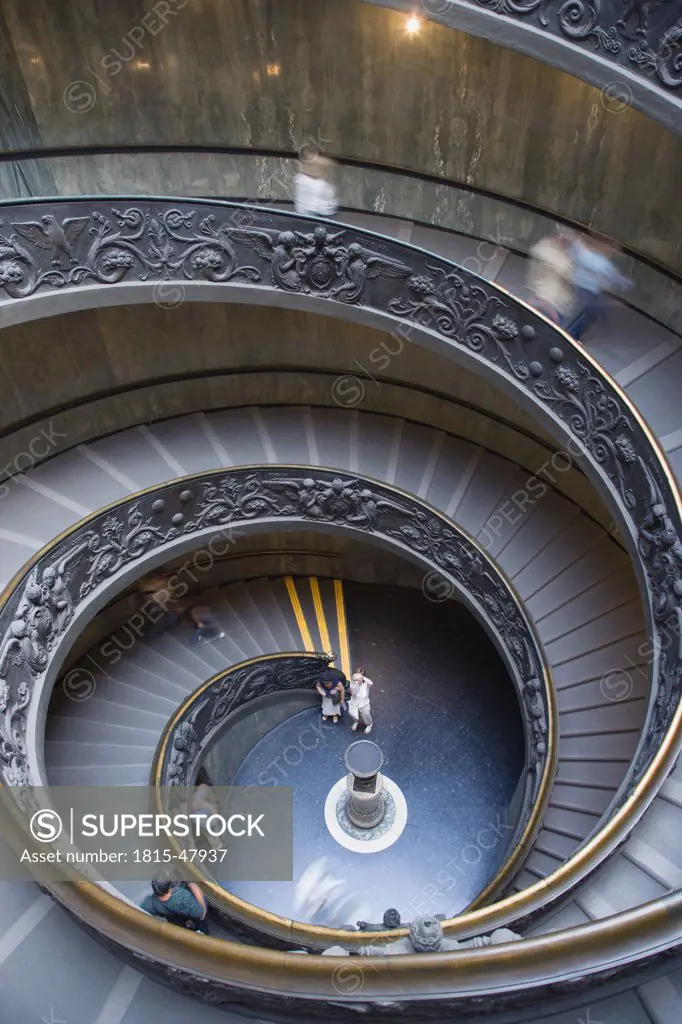 Italy, Rome, Vatican City, Museum, Spiral Staircase, elevated view