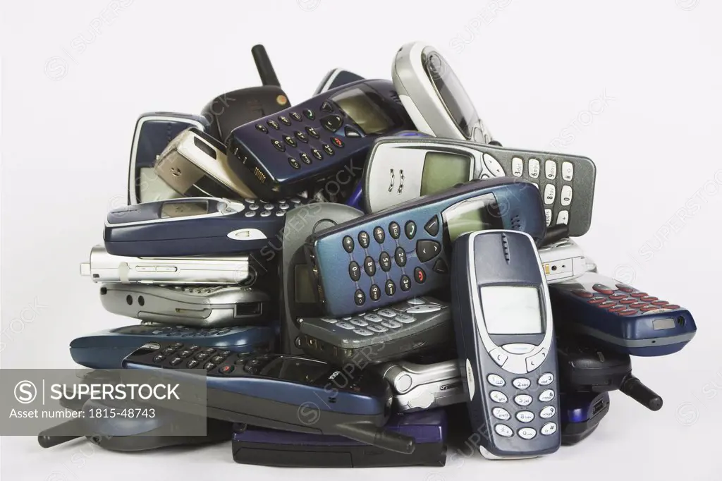 Old mobile phones, close-up