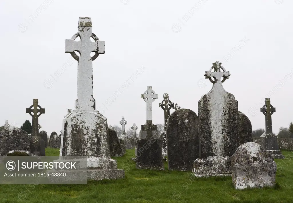 Ireland, County Offaly, Clonmacnoise, Celtic graves