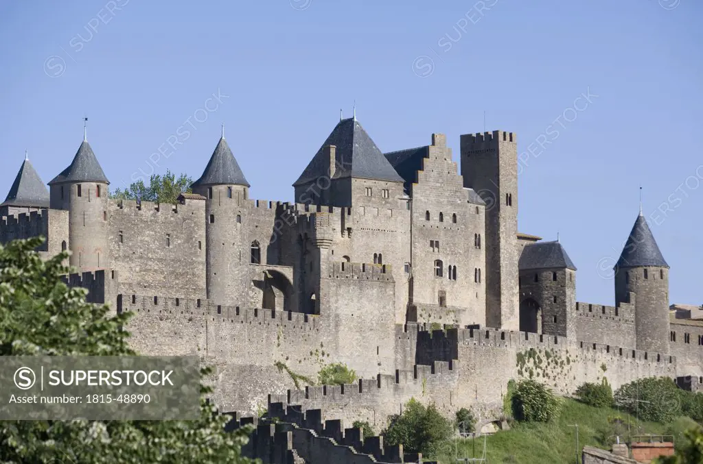 France, Departement Aude, Carcassonne, Battlement