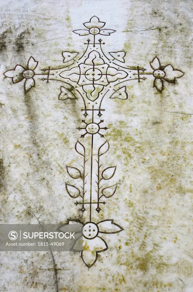 France, Alsace, Cross on gravestone