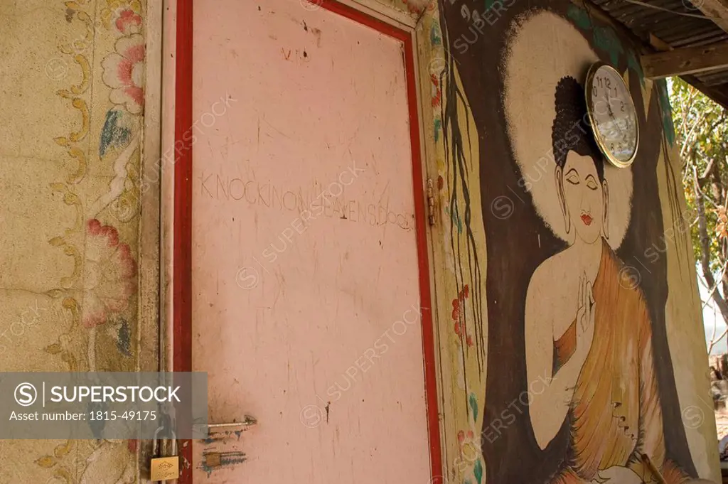 Thailand, Nakhon Ratchasima, Monk colony, wall painting