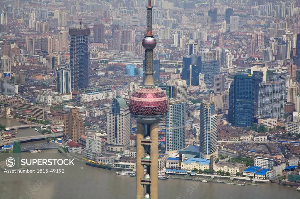 China, Shanghai, Pudong, City view, elevated view