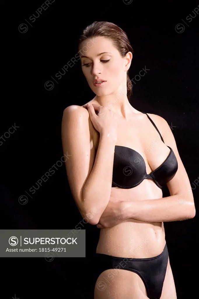Young woman wearing bikini, portrait