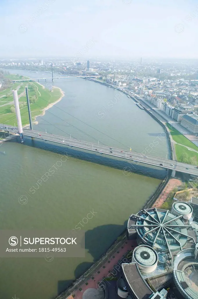 Germany, North_Rhine_Westphalia Duesseldorf, Rheinknie Bridge, elevated view