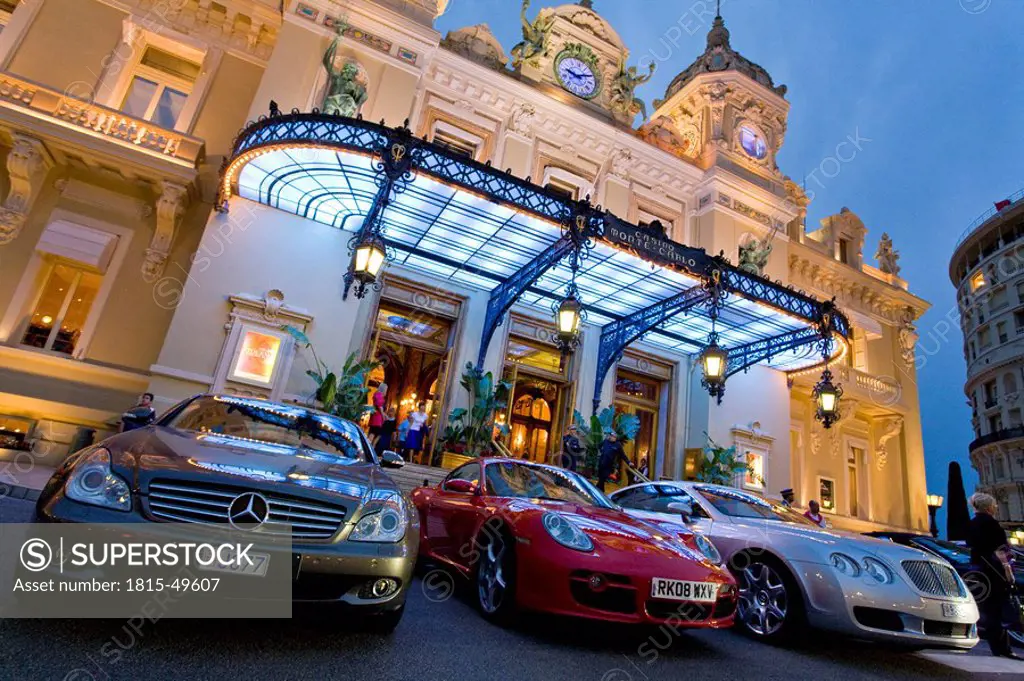 Monaco, Monte Carlo, Gambling casino in the evenings