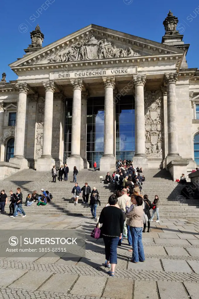 Europe, Germany, Berlin, Reichstag, View of people near German parliament