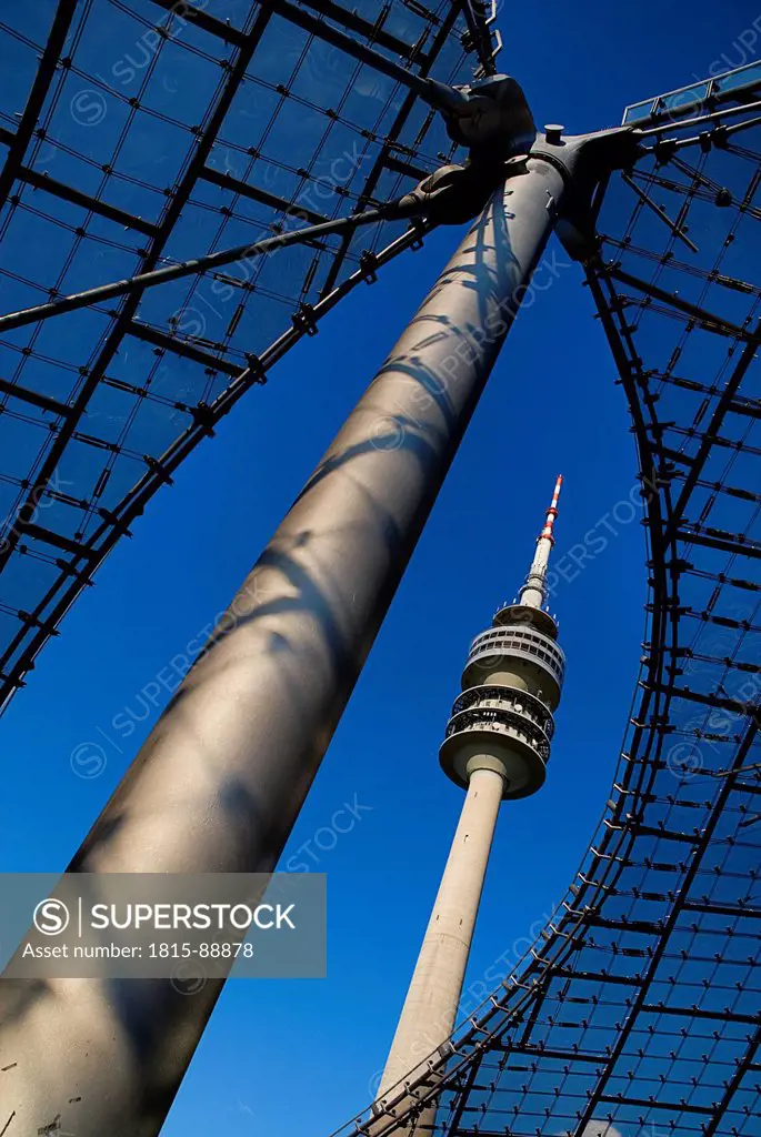 Germany, Bavaria, Munich, View of olympic tower from stadium
