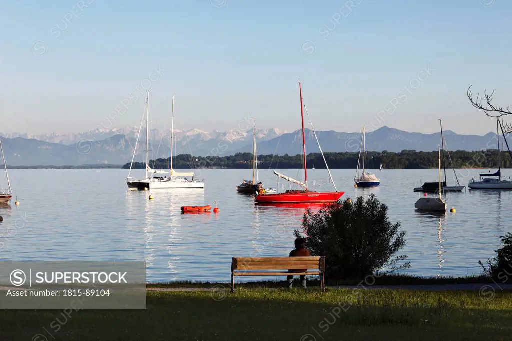 Germany, Bavaria, Upper Bavaria, Fünfseenland, View of nautical vessel starnberg lake
