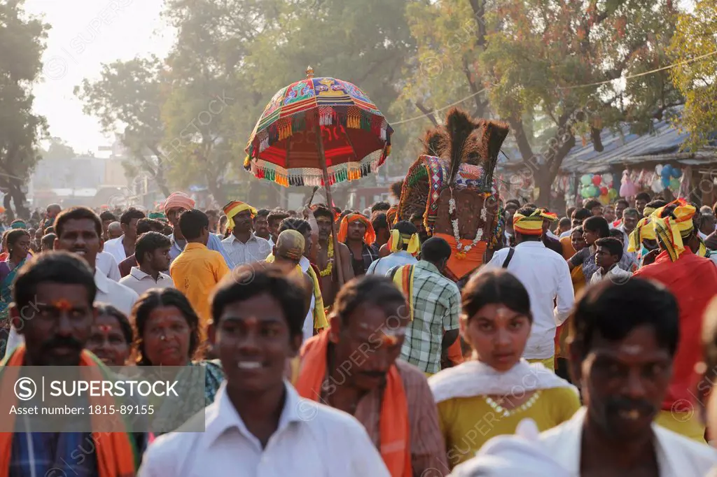 India, South India, Tamil Nadu, People celebrating thaipusam festival in palani