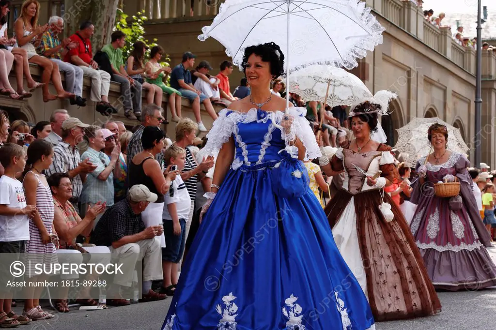 Germany, Bavaria, Lower Franconia, Rhoen, Bad Kissingen, People celebrating rakoczifest