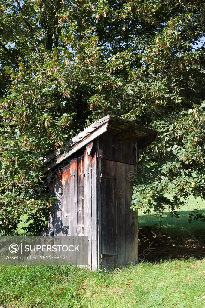 Austria, Mondsee city, View of wood outhouse