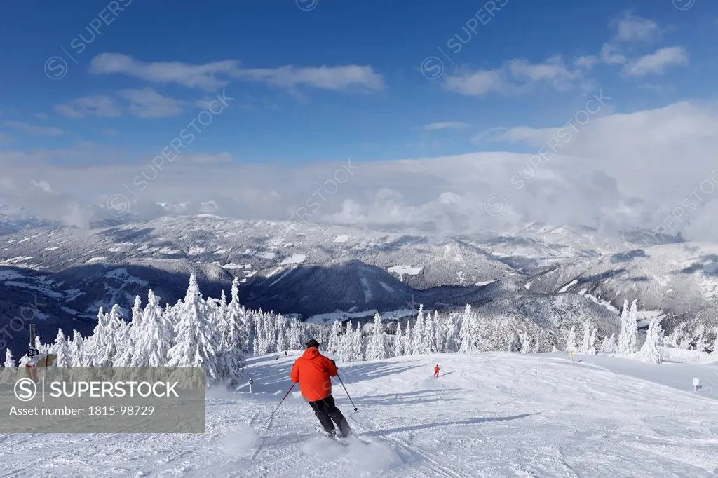 Austria, Styria, People skiing at Reiteralm ski area