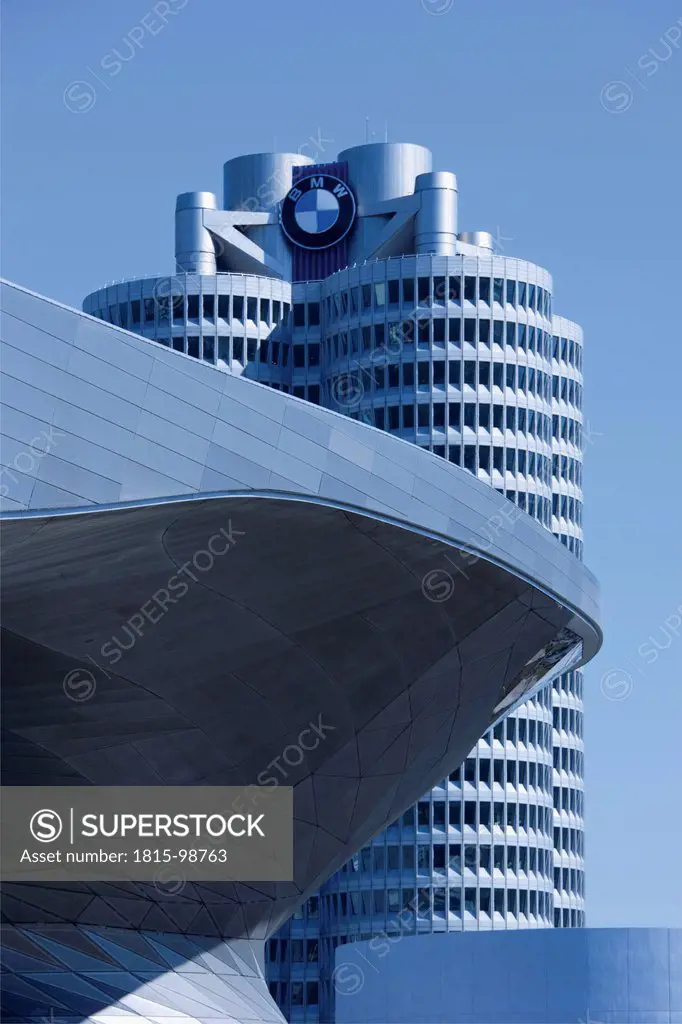 Europe, Germany, Bavaria, Munich, View of BMW World and BMW building