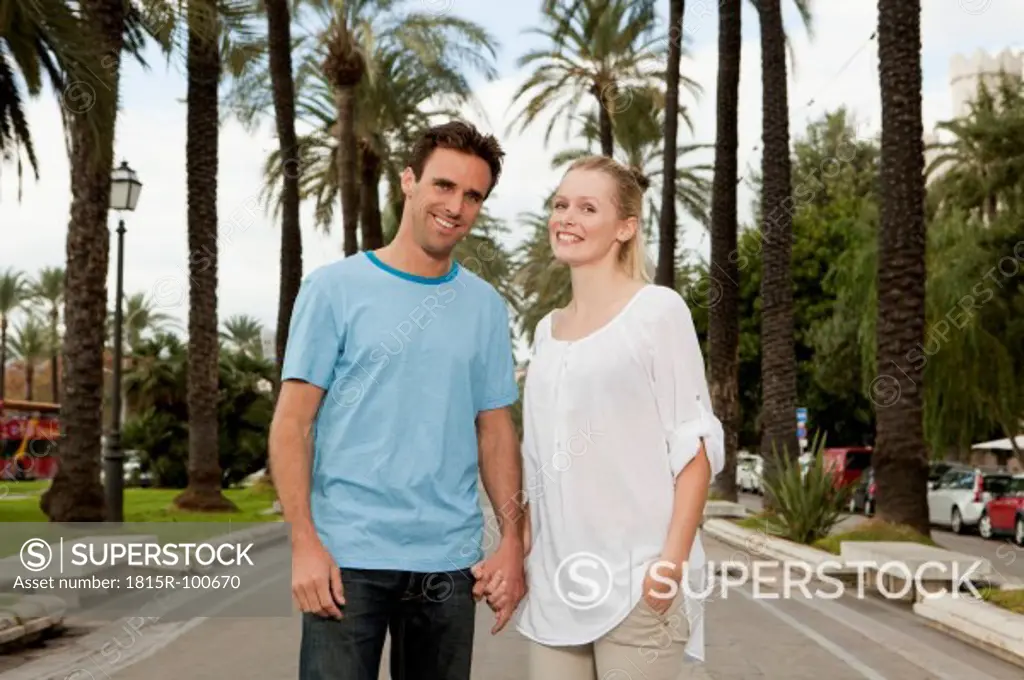 Spain, Mallorca, Palma, Couple smiling, portrait