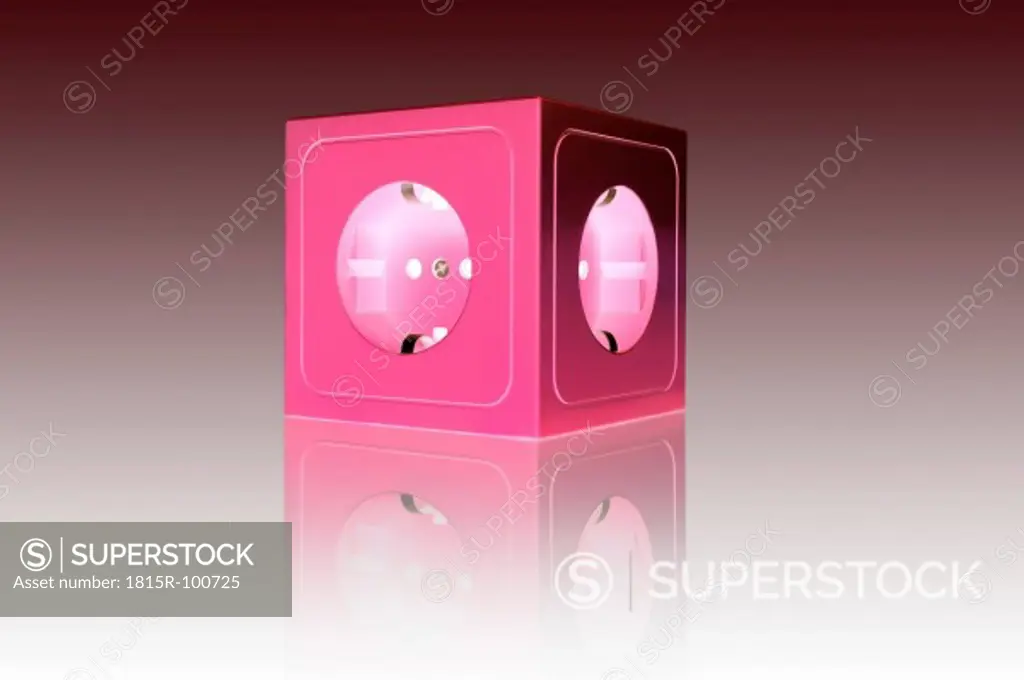 Pink socket on coloured background, close up