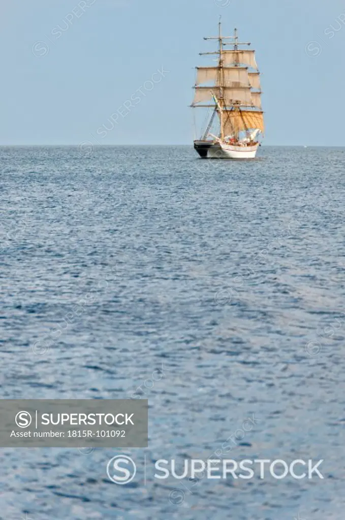 Sweden, Simrishamn, View of old sailing boat