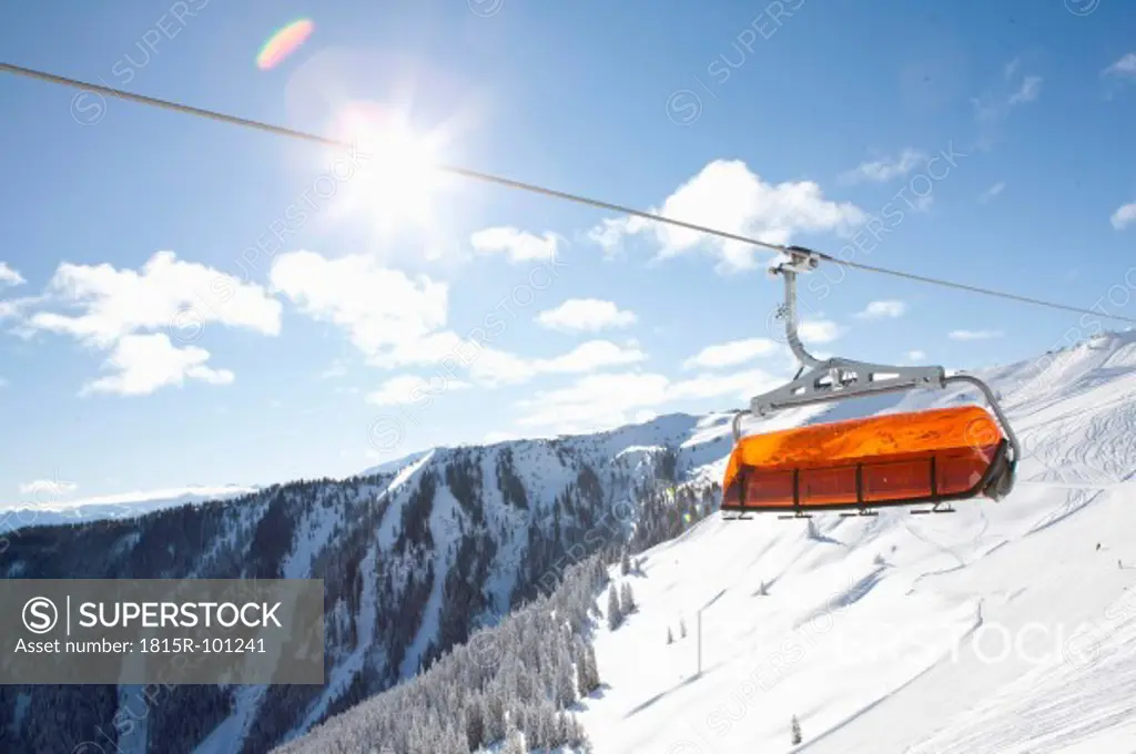 Austria, View of ski lift above austrian alps